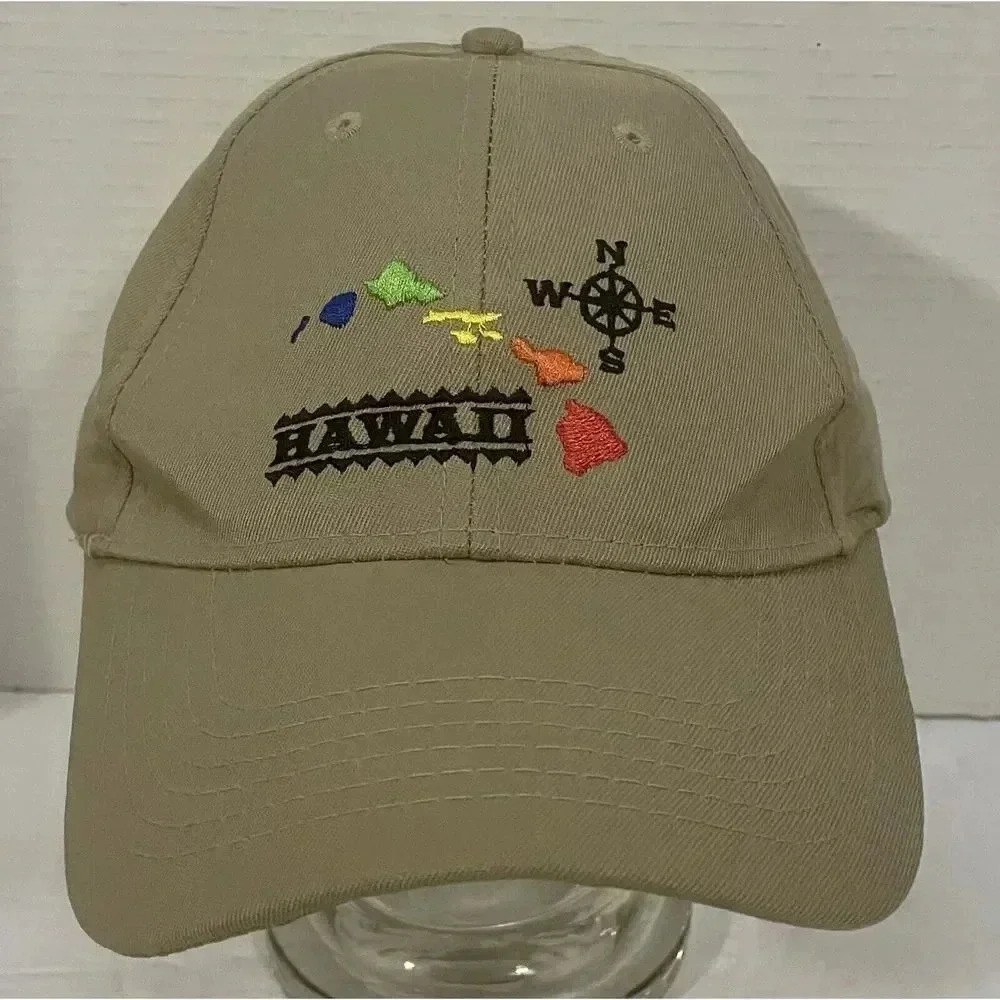Surfware Hawaiian Classics Hawaii Island Cap Wave Surfer Hat Snapback Tan NWOT‎